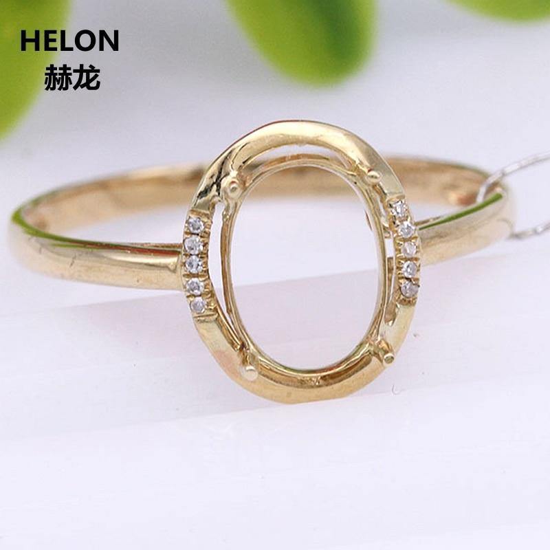 Planet Gates 14k Yellow Gold Engagement Wedding Ring Women 6x8mm Oval Cut Semi Mount Ring Natural Diamonds