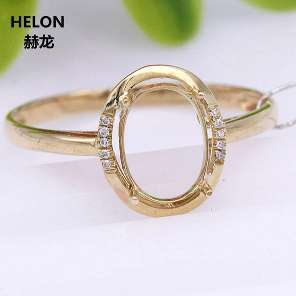 Planet Gates 14k Yellow Gold Engagement Wedding Ring Women 6x8mm Oval Cut Semi Mount Ring Natural Diamonds