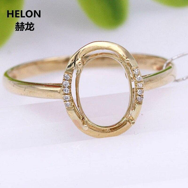 Planet Gates 14k Yellow Gold Engagement Wedding Ring Women 6x8mm Oval Cut Semi Mount Ring Natural Diamonds