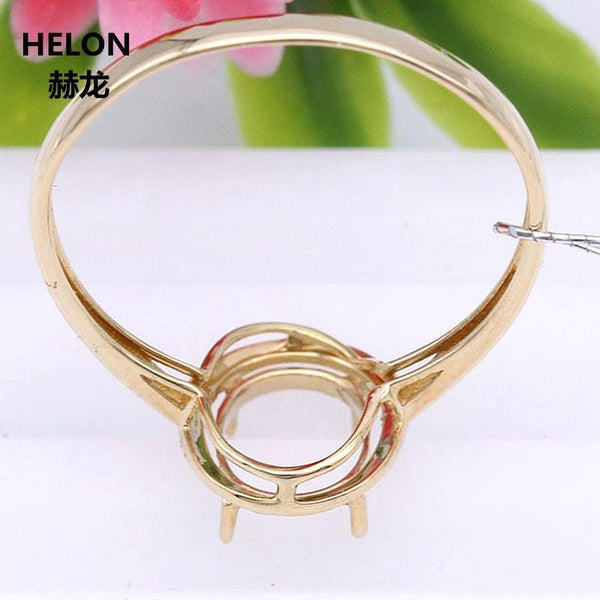 Planet Gates 14k Yellow Gold Engagement Wedding Ring Women 6x8mm Oval Cut Semi Mount Ring Natural Diamonds