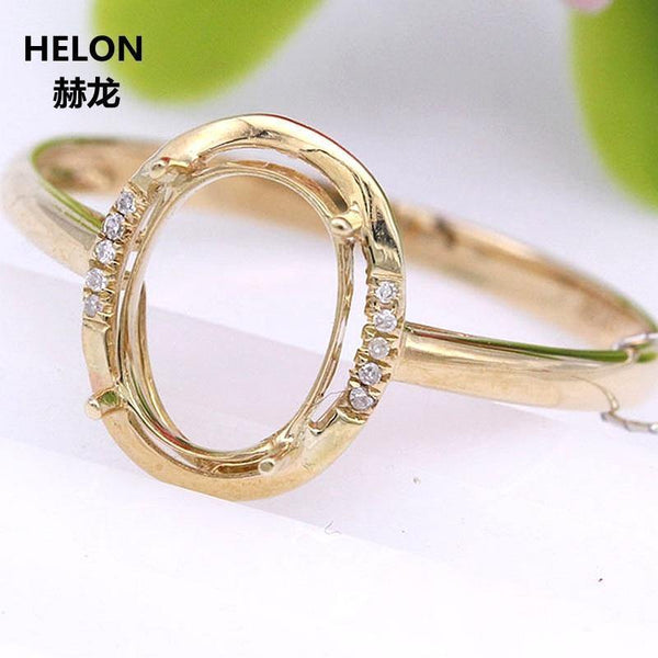 Planet Gates 14k Yellow Gold Engagement Wedding Ring Women 6x8mm Oval Cut Semi Mount Ring Natural Diamonds