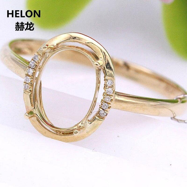 Planet Gates 14k Yellow Gold Engagement Wedding Ring Women 6x8mm Oval Cut Semi Mount Ring Natural Diamonds
