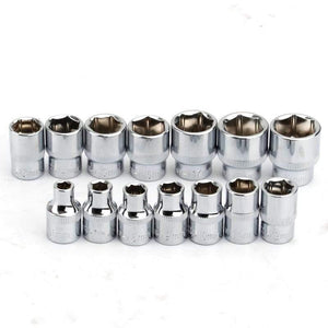 Planet Gates 14Pcs 3/8" Drive Socke Set 6 7 8 9 10 11 12 13 14 15 16 17 18 19mm Socket Wrench Set 6 Point Socket Bit Adapter Car Repair Tools
