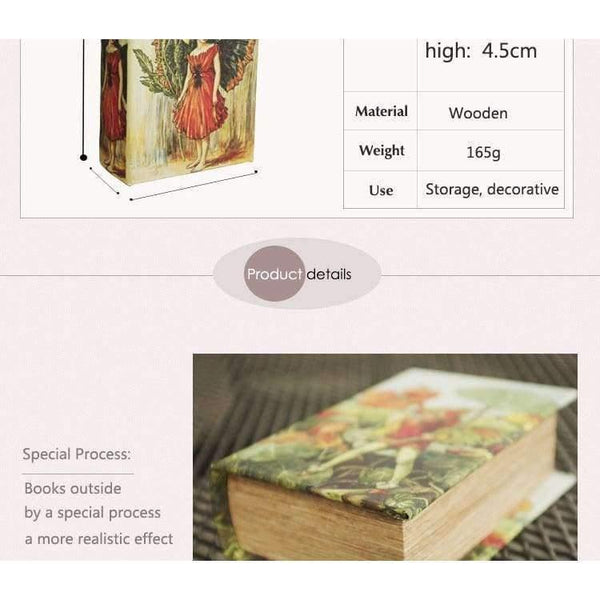 Planet Gates 14x9x4cm / A Small Wooden Book Boxes Pretty Girl Floral Printed Storage Box Jewelry Sundries Holder Home Organization 14x9x4.5cm