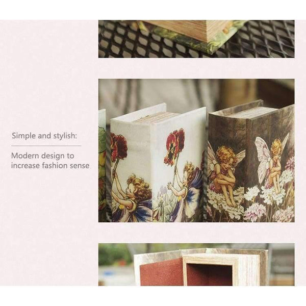 Planet Gates 14x9x4cm / A Small Wooden Book Boxes Pretty Girl Floral Printed Storage Box Jewelry Sundries Holder Home Organization 14x9x4.5cm
