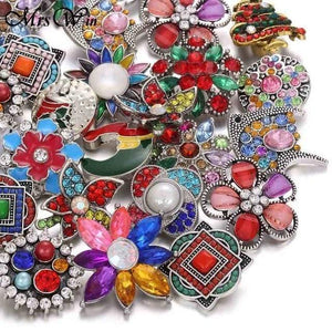 Planet Gates 15 10pcs/lot High Quality Snap Button Jewelry DIY Crystal Rhinestone Flower 18mm 20mm Metal Snap Buttons Fit Snap Bracelet Bangle