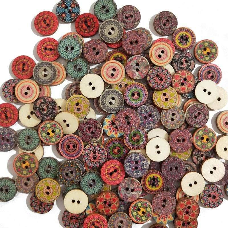 Planet Gates 15-25mm 50pcs Retro Wooden Buttons 2 Holes For Handwork Sewing Scrapbook Clothing Button DIY Crafts Accessories Gift Card Decor