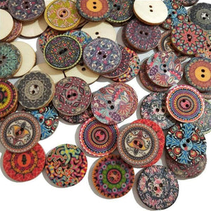 Planet Gates 15-25mm 50pcs Retro Wooden Buttons 2 Holes For Handwork Sewing Scrapbook Clothing Button DIY Crafts Accessories Gift Card Decor