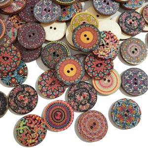 Planet Gates 15-25mm 50pcs Retro Wooden Buttons 2 Holes For Handwork Sewing Scrapbook Clothing Button DIY Crafts Accessories Gift Card Decor