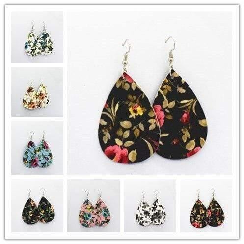 Planet Gates 15 30pair/lot New Teardrop PU Leather Earrings Sequins Looking Various Looking Various Multi Colors Bohemia Water Drop Earring
