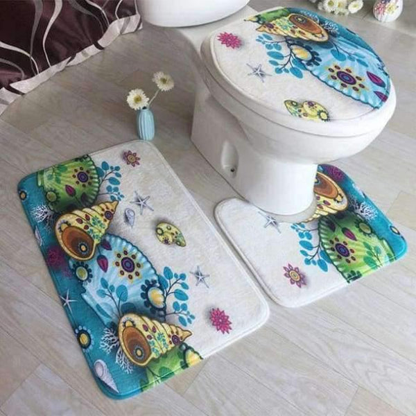 Planet Gates 15 3Pcs/set Bathroom Mat Set Toilet Rug Ocean World Flannel Anti Slip Bath Mat Rugs Home Decor Bathroom Products