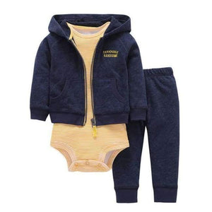 Planet Gates 15 / 9M Newborn Baby boy Girls 3 Pieces Set Clothes Hooded Zipper Full Sleeve Open flowers Coat+Full Sleeve Bodysuits+Pants