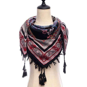 Planet Gates 15-black New brand women scarf square cotton shawls and wraps lady pashmina Tassels Bohemia foulard winter female bandana hijabs