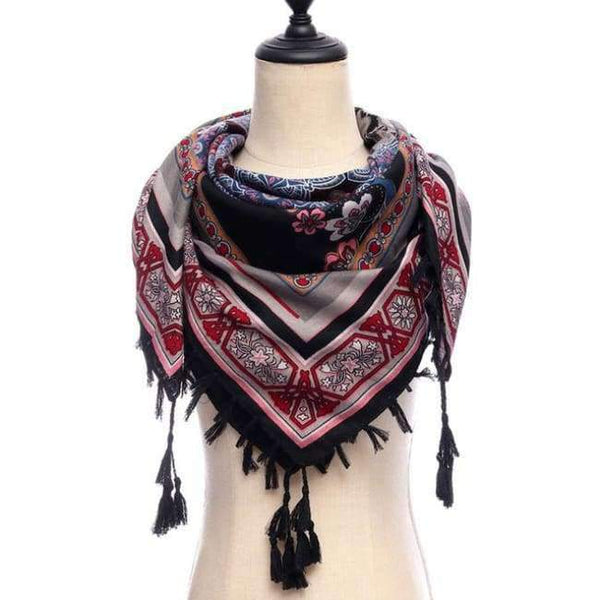 Planet Gates 15-black New brand women scarf square cotton shawls and wraps lady pashmina Tassels Bohemia foulard winter female bandana hijabs