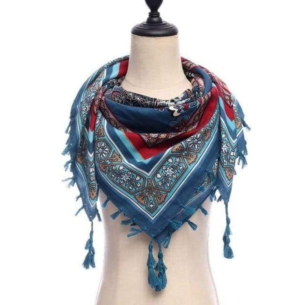 Planet Gates 15-blue New brand women scarf square cotton shawls and wraps lady pashmina Tassels Bohemia foulard winter female bandana hijabs