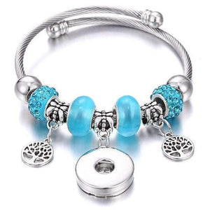 Planet Gates 15 Bracelets for 18mm Snaps Jewelry Elastic Silver Beaded Snap Bracelet Bangles Fit Snap Buttons Jewelry Charms Bracelet