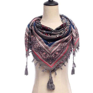 Planet Gates 15-gray New brand women scarf square cotton shawls and wraps lady pashmina Tassels Bohemia foulard winter female bandana hijabs