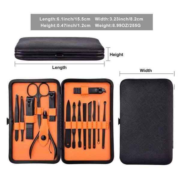 Planet Gates 15 in 1 Nail Clipper Kit With Case Nail Care Set Pedicure Cutters Scissor Tweezer Knife Professional Manicure Set Tools
