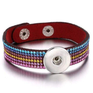Planet Gates 15 Jewelry Rhinestone Leopard Leather 18mm Snap Button Bracelet Couple Punk Leather Bracelet Armband Snap Jewelry