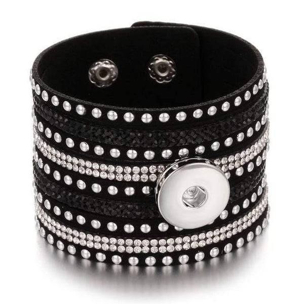 Planet Gates 15 Jewelry Wide Multilayer Crystal Rivet Leather Snap Bracelet 18mm Snap Button Bracelet DIY Buttons Jewelry For Women