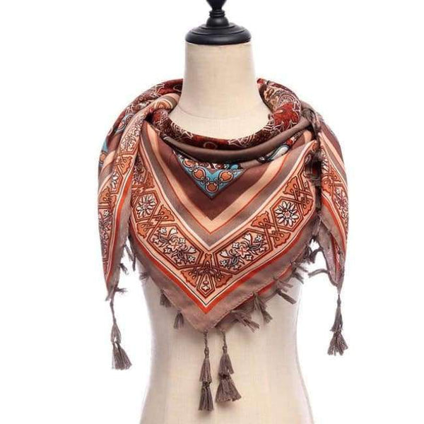 Planet Gates 15-khaki New brand women scarf square cotton shawls and wraps lady pashmina Tassels Bohemia foulard winter female bandana hijabs