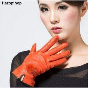 Planet Gates 15 off Color genuine leather gloves female sheepskin gloves women's thin thermal mink hair ball 2017 new