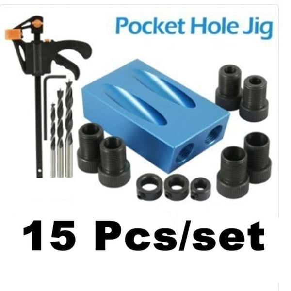 Planet Gates 15 pcs Pocket Hole Screw Jig 15 Degrees Dowel Drill Joinery Kit Carpenters Wood Woodwork Guides Joint Angle Locator Tool