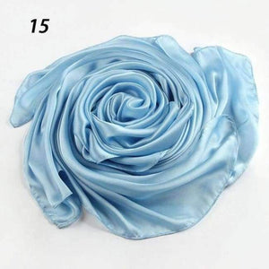 Planet Gates 15 Sky Blue / One Size Women Spring Silk Scarf Soft Smooth Solid Color Long Shawl Summer Beach Cover-Up Wraps Sun-Protective Scarves 90*180