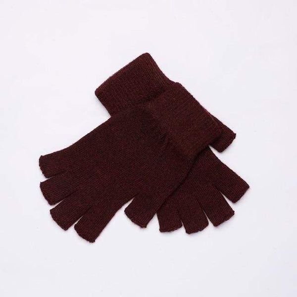 Planet Gates 15 Zao Red / Elastic Sparsil Women Men Half Finger Cashmere Glove Short Wool Knitted Wrist Mitten Winter Warm Unisex Wool Stretch Fingerless Gloves