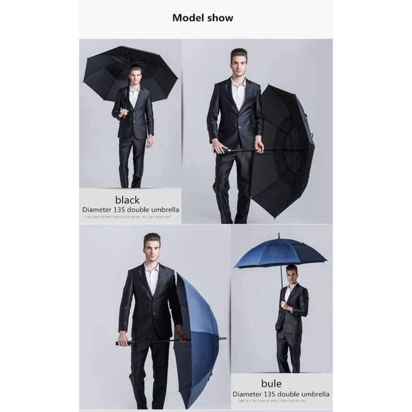 Planet Gates 150 black Windproof / China Golf umbrella men strong windproof Semi automatic long umbrella large man and women's Business umbrellas mens Custom logo