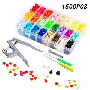 Planet Gates 1500PCS Fastener Snap Button with Snaps Pliers Tool Kit 640pcs/1500pcs T5 Plastic Resin Snap Button Press Stud Cloth Sewing Tool