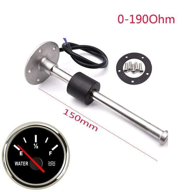 Planet Gates 52MM Gauge Water Level Gauge Red Light 0-190Ohm Water Tank Level Indicator Meter with Fuel Level Sensor 150MM 200MM 250MM 400MM