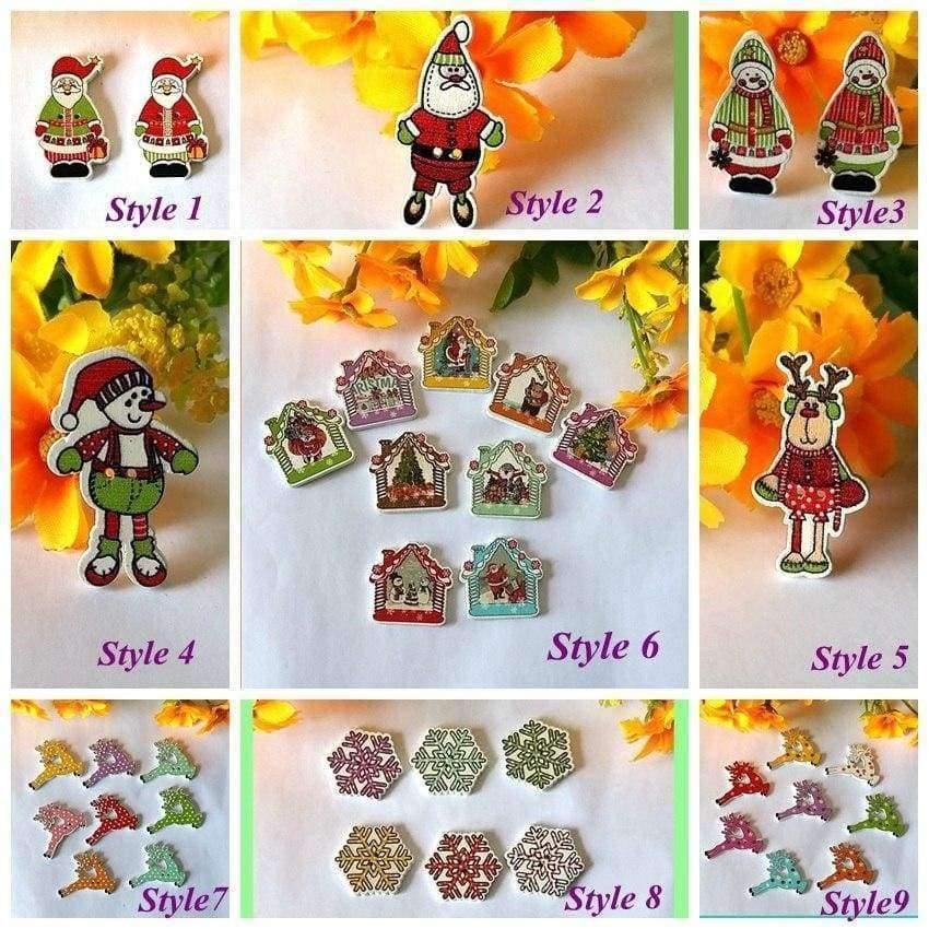Planet Gates 150PCs 9 Pattern Bulk Wooden Buttons Christmas series Decorative Buttons Mixed Decorative Scrapbooking Sewing Supplies 35mmx19mm