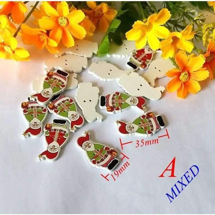 Planet Gates 150PCs 9 Pattern Bulk Wooden Buttons Christmas series Decorative Buttons Mixed Decorative Scrapbooking Sewing Supplies 35mmx19mm