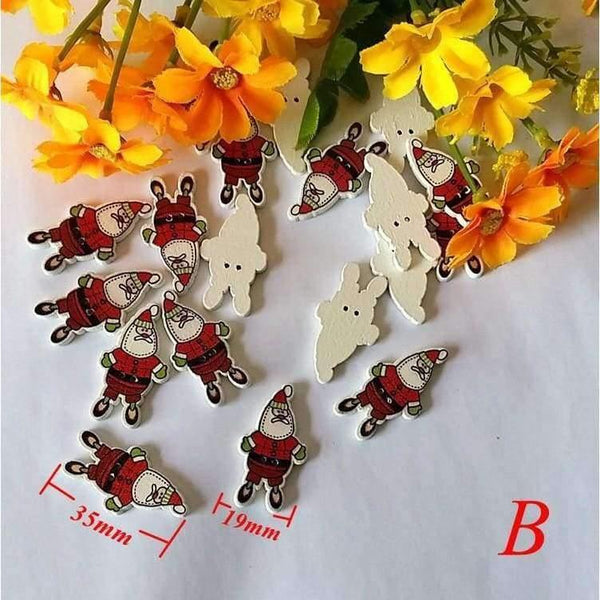 Planet Gates 150PCs 9 Pattern Bulk Wooden Buttons Christmas series Decorative Buttons Mixed Decorative Scrapbooking Sewing Supplies 35mmx19mm