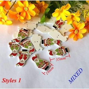 Planet Gates 150PCs 9 Pattern Bulk Wooden Buttons Christmas series Decorative Buttons Mixed Decorative Scrapbooking Sewing Supplies 35mmx19mm