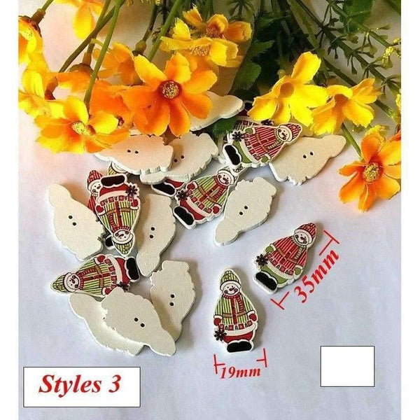 Planet Gates 150PCs 9 Pattern Bulk Wooden Buttons Christmas series Decorative Buttons Mixed Decorative Scrapbooking Sewing Supplies 35mmx19mm