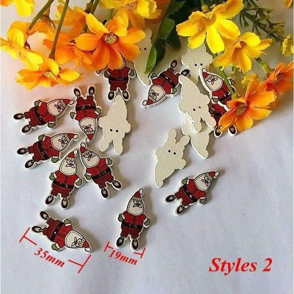 Planet Gates 150PCs 9 Pattern Bulk Wooden Buttons Christmas series Decorative Buttons Mixed Decorative Scrapbooking Sewing Supplies 35mmx19mm