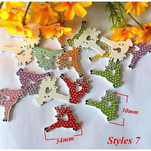 Planet Gates 150PCs 9 Pattern Bulk Wooden Buttons Christmas series Decorative Buttons Mixed Decorative Scrapbooking Sewing Supplies 35mmx19mm