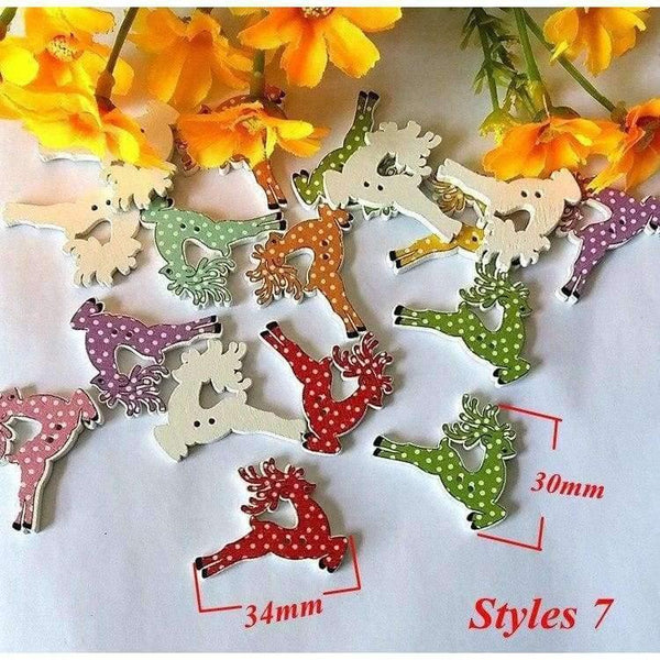 Planet Gates 150PCs 9 Pattern Bulk Wooden Buttons Christmas series Decorative Buttons Mixed Decorative Scrapbooking Sewing Supplies 35mmx19mm