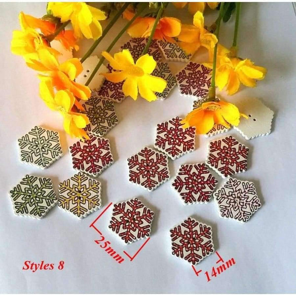 Planet Gates 150PCs 9 Pattern Bulk Wooden Buttons Christmas series Decorative Buttons Mixed Decorative Scrapbooking Sewing Supplies 35mmx19mm