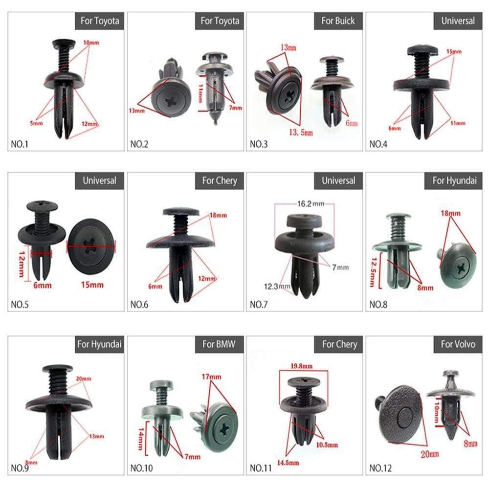 Planet Gates 150PCS Universal Mixed Car Bumper Leaf Plate Fender Trunk Screw Rivets Set For All Auto Plastic Fastener Clips DY336