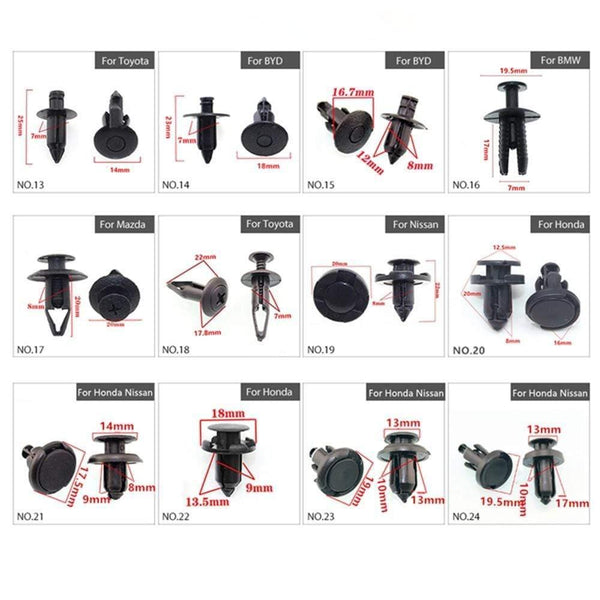 Planet Gates 150PCS Universal Mixed Car Bumper Leaf Plate Fender Trunk Screw Rivets Set For All Auto Plastic Fastener Clips DY336
