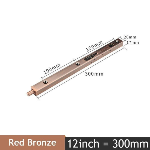 Planet Gates 15380303 Red Bronze 12inch 4/6/8/10 Inch Stainless Steel Hidden Door Bolt Security Guard Door Latch Sliding Door Lock Bathroom Bolt Dust Proof Hardware