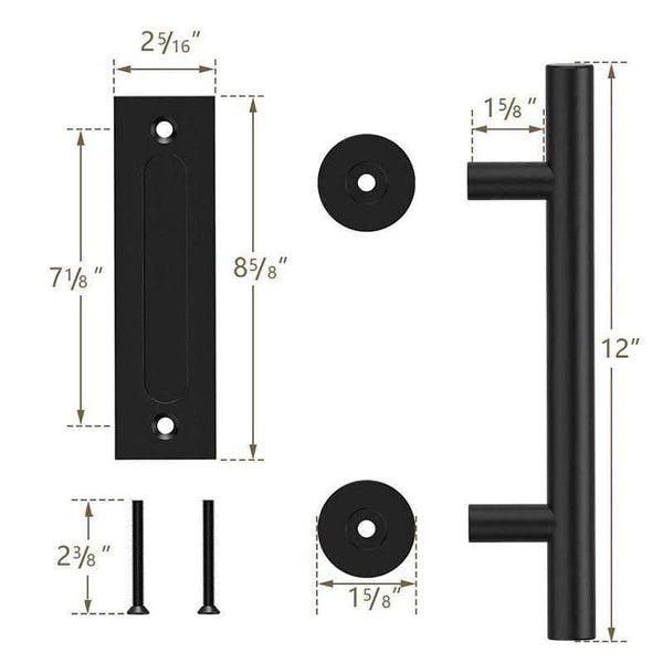 Planet Gates 15380306 12 Inches Sliding Barn Door Handle Pull Cabinet Flush Hardware Set Wood Door Handle Interior Door Furniture Handle Hardware