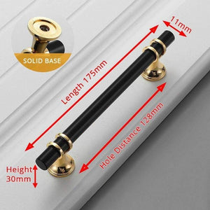 Planet Gates 15380306 Gold 128mm Zinc Alloy Black Gold Door Handles Pulls Furniture Handle Fashion Kitchen Cabinet Handles Solid Drawer Knobs Door Hardware