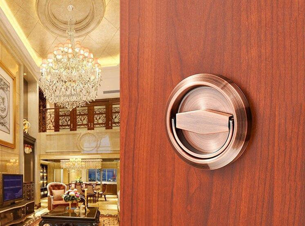 Planet Gates 15380306 Red Bronze Stainless Steel Recessed Invisible Cup Door Handle Privacy Hidden Door Locks Cabinet Pulls Fire Proof Disk Ring Handle