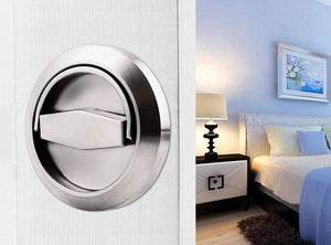 Planet Gates 15380306 Wire Drawing Stainless Steel Recessed Invisible Cup Door Handle Privacy Hidden Door Locks Cabinet Pulls Fire Proof Disk Ring Handle