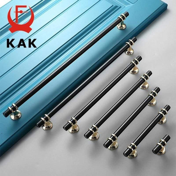 Planet Gates 15380306 Zinc Alloy Black Gold Door Handles Pulls Furniture Handle Fashion Kitchen Cabinet Handles Solid Drawer Knobs Door Hardware