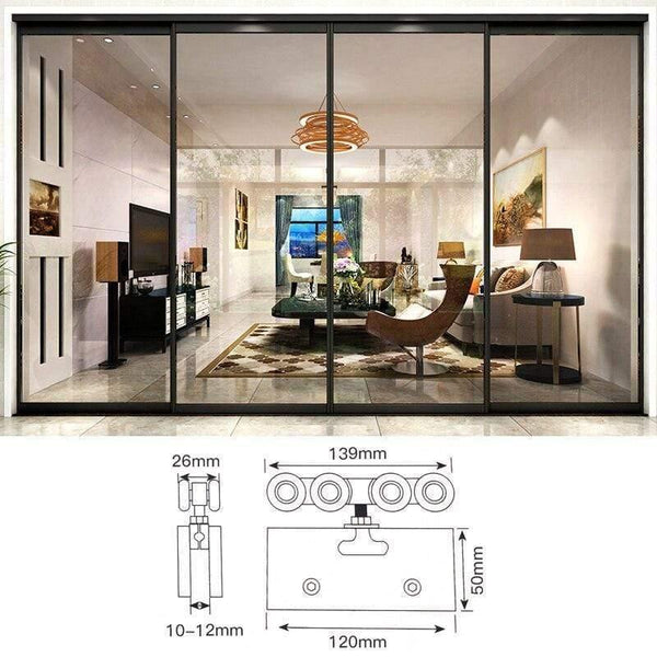 Planet Gates 15380308 Stainless Steel Glass Hanging Wheels 100KG Glass Sliding Door Rollers Bedroom Meeting Room Wardrobe Door Roller Wheels